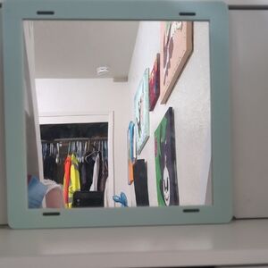 Square Light Blue Wall Mirror